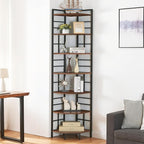 HOMISSUE Corner Shelf, 7 Tier Tall Narrow Bookshelf 82.6", Industrial Corner Bookcase with Storage for Home Office Living Room and Bedroom, Brown