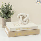 Linen Decorative Book Storage Boxes - Set of 2 Faux Books for Coffee Table Decor, Neutral Fake Book Props for Hiding TV Remotes & Entryway Styling (Khaki & Off-White)