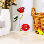 YWHL 40th Wedding Anniversary Rose Gifts for Parents, 40 Years Happy Anniversary Ruby Wedding Gift for Couples, Crystal Rose Figurine with Red Diamond, Romantic Valentines Day Present for Wife