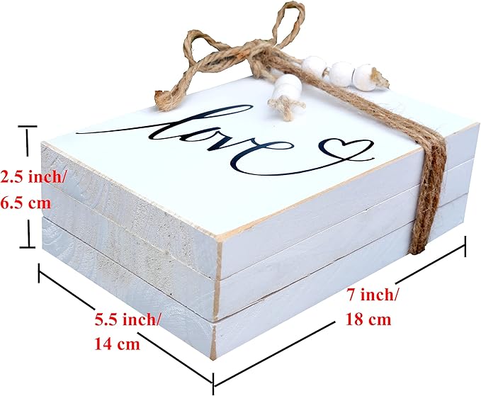 LIVDUCOT Wooden Decorative Books Stack for Coffee Table Faux Book Stack for Decoration Love Family Where Life Begins Modern Farmhouse Decor White Book Decor for Shelf 7X 5.5X 2.5'