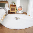 Ghouse Faux Rabbit Fur Round Rug 6ft White Round Rugs for Bedroom Decor Fluffy Area Rugs for Living Room, no-Shedding Carpet Sheepskin Washable Rug Rome Decor