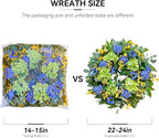 Spring Wreaths for Front Door 24 Inch Summer Wreath with Lifelike Blue Hydrangea Gerbera and Daisy, Wreath Decor for Indoor or Outdoor Spring and Summer Wreaths for Front Door Outside