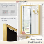 Keonjinn Gold Bathroom Mirror 48 x 36 Inch, Brushed Gold Metal Framed Mirror, Rectangular Square Corner Large Vanity Mirrors for Wall, Oversized Rectangle Mirrors for Over Sink