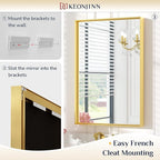 Keonjinn 30 x 30 Inch Gold Bathroom Mirror for Over Sink Square Wall Mirror Brushed Gold Metal Framed Mirrors, Modern Farmhouse Rectangle Mirrors with Aluminum Alloy Frame(Horizontal/Vertical)