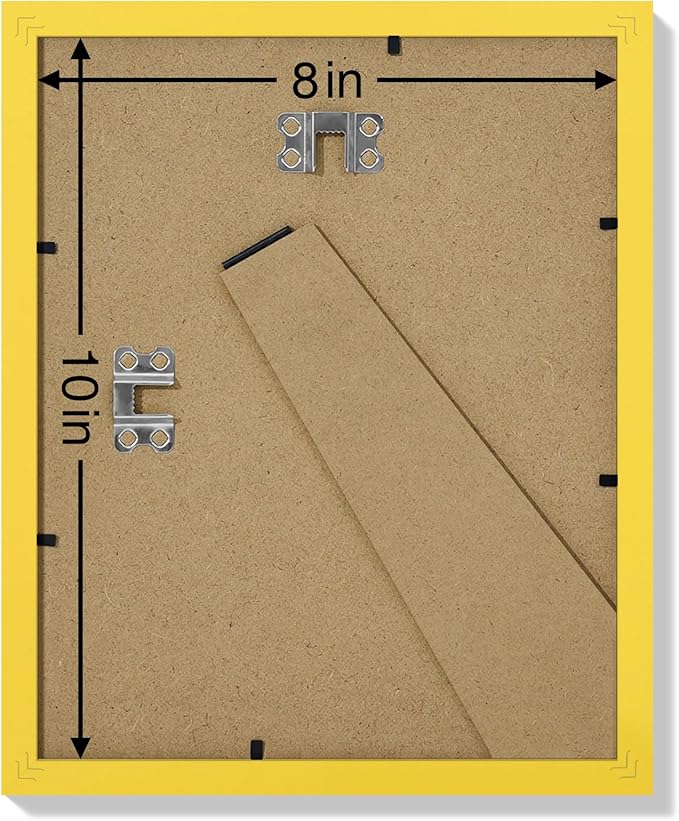 Vittanly 8x10 Picture Frames Set of 9, Shatter Resistant Plexiglass, Display 5x7 Pictures with Mat or 8x10 without Mat, Photo Frames for Wall or Tabletop, Engineered Wood, Yellow