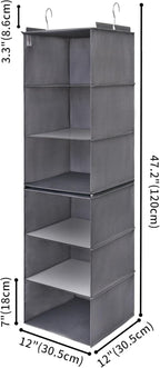 GRANNY SAYS 6-Shelf Hanging Organizer for Closet, Separable to 2 Pack 3-Shelf Hanging Shelves, Hanging Organizer for Bedroom, Ash Gray