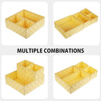 Posprica Woven Storage Baskets for Organizing, Small Black Baskets Cube Bin Container Tote Organizer Divider for Drawer, Closet, Shelf, Dresser, Set of 4(Yellow)