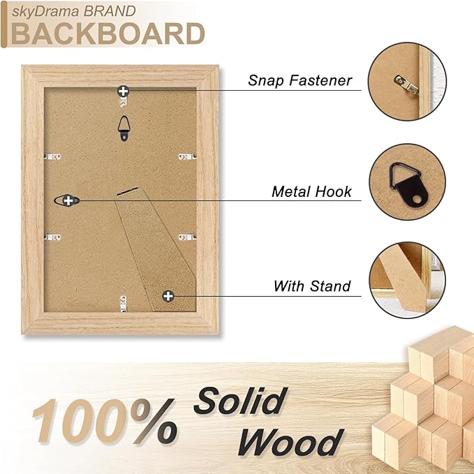 Natural Solid Wood 4x6 Picture Frame, Display 4 x 6 Inch Picture Poster Photo, Vertical & Horizontal Wall Hanging - 2 Pack/Natural/4"x6"