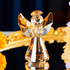 Crystal Guardian Angel Figurine Decoration, Glass Guardian Angel Statue Christmas Birthday Gifts for Women Daughter Girlfriend, Art Collectible Figurines Home Decor (Champagne)
