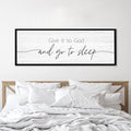 Give It to God and Go to Sleep Sign Framed Large 41''×15'' Above Bed Wall Decor for Bedroom Farmhouse Wall Decor Guest Room Decor Rustic Master Bedroom Wall Decoration Wood Wall Art (black frame)