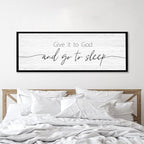Give It to God and Go to Sleep Sign Framed Large 41''×15'' Above Bed Wall Decor for Bedroom Farmhouse Wall Decor Guest Room Decor Rustic Master Bedroom Wall Decoration Wood Wall Art (black frame)