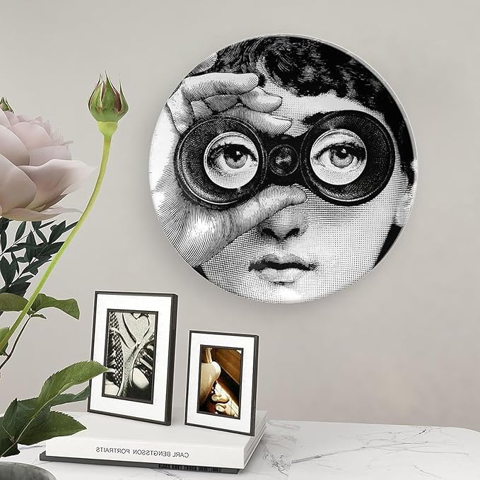 Lina Cavalieri Plate, Wall Decorative Plate, Mysterious Face Plate Wall Hanging Decoration,Including Bracket And Special Spring HooK, (Style-8, 8inch)