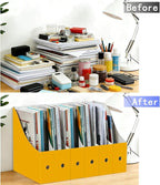 Limitliho 12 Pack Yellow Cardboard Magazine Holder, Sturdy Book Bins for Classroom, Vertical File Folder Organizer, 10.6'' 10.2'' 3.5'' Inch Magazine Rack or Storage Box