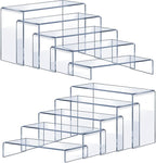 OVNTHYK Acrylic Risers 10 Pcs (2 Sets) – Large Display Risers, Clear Perfume Organizer Stands for Figures, Jewelry, Decorations, Cupcakes & Dessert Table Display