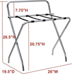 Kings Brand Furniture - Metal Foldable Luggage Rack, Suitcase Stand with Back, Perfect for Guest Room, Bedroom Hotel, Chrome/Black