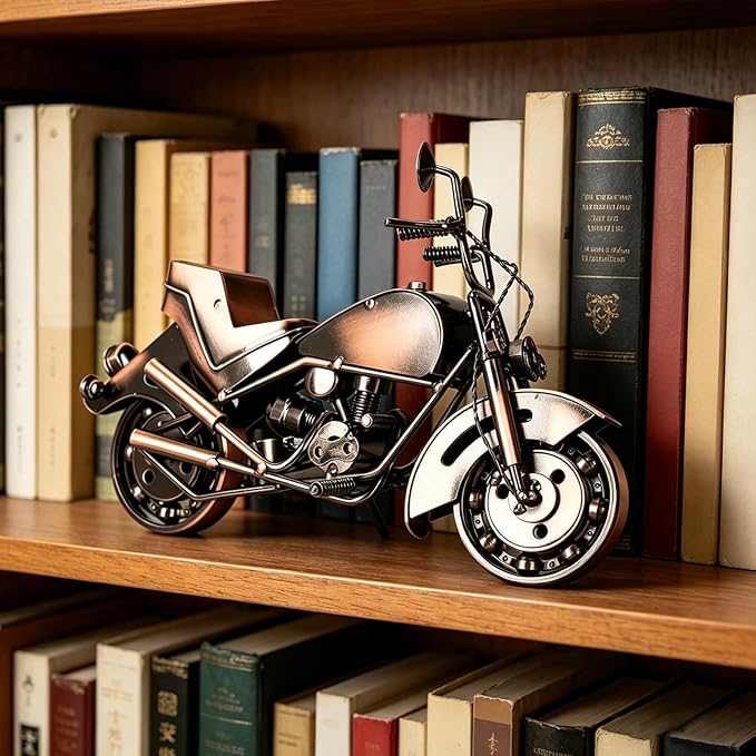 Metal Motorcycle Model - Collectible Moto Decor, Ideal Motorcycle Gifts for Men, Handcrafted Metal Replica for Study/Office/Living Room Decoration
