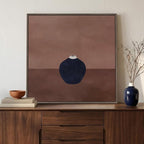 Framed Neutral Abstract Wall Art for Living Room, Mid Century Modern Black and Brown Still Life Canvas Artwork for Walls, Minimalist Pictures Wall Decor for Bedroom Hallway Home Office, 24x24 Inch
