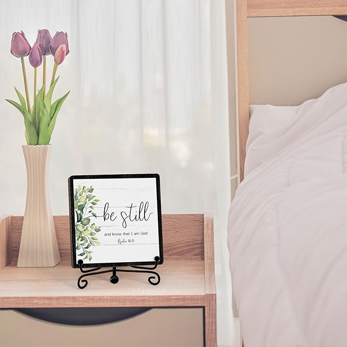 Home Decor, Farmhouse Be Still And Know That I Am God Shelf Decor For Living Room, Christian Gifts For Women Men, Entryway Tv Stand Fireplace Mantle Coffee Table Decoration (Still-12)