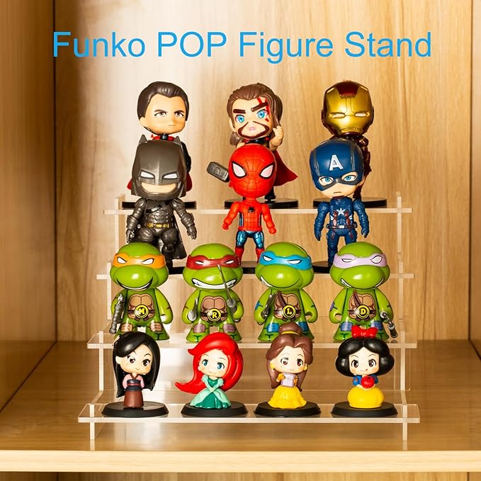 HENABLE 4 Tier Acrylic Display Risers, Perfume Organizer Stand, Cupcake Stand Holder, Clear Shelf Risers for Display Stands for Funko POP Figure, Dessert Shelves for Party, Decoration