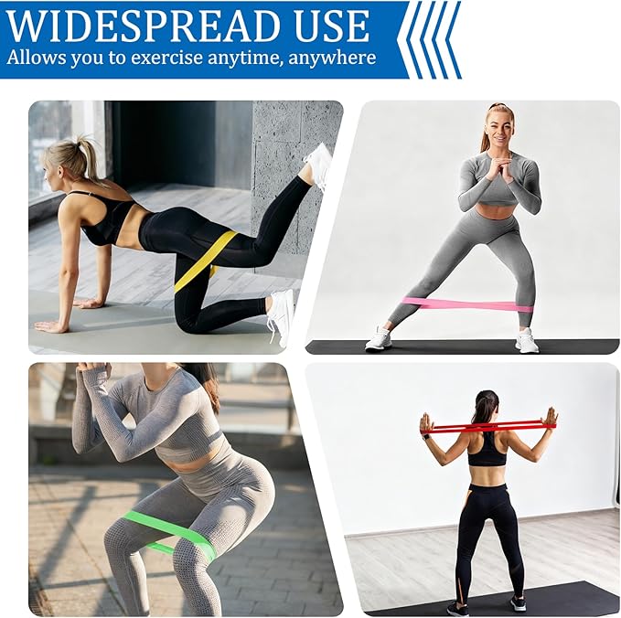 7 Pack Elastic Resistance Bands Set, Multi-Colored Workout Bands, Different Levels Exercise Band for Indoor and Outdoor Workouts, Glute and Leg Strength Training, Pilates and Yoga Practice