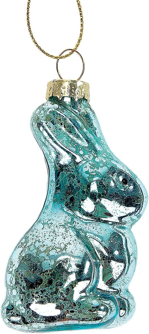 Lillian Vernon Bunny Blown Glass Easter Ornaments - Handcrafted Hanging Tree Decorations, Easter Bunny Holiday & Party Decor, 2.75 in, Assorted, 12-Piece Set