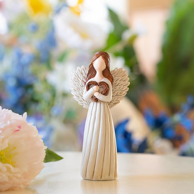 Remembrance Angel Figurine - Sympathy Gift for Loss of Loved One, Memorial Keepsake for Women - Memorial Hand-Painted Figurine to Hold Each One Safely in Your Heart - Life Was a Willow Branch Heart