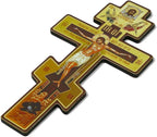 BlessedMart Russian Orthodox Wall Cross - Three Bar Wooden Byzantine Crucifix for Prayer Corner Hanging - 8 Inch