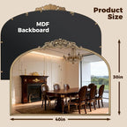 40"x30" Vintage Gold Mirror, Ornate Baroque Mirror with Metal Frame and Rose Floral Crown, Gold Antique Mirror for Fireplace, Living Room, Bedroom, Entryway or Bathroom -Upgrade Tempered Glass