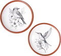 FINE LIVING 8 Inch Hummingbird Wall Art Terracotta Plates Set of 2, Decorative Plates for Hanging, Ceramic Clay Wall Decor for Boho Rustic Farmhouse Living Room, Kitchen & Bedroom