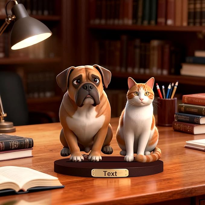 Personalized Photo Pet Cartoon Style Ornament Custom 3D Pet Statues From Photos Pet Memorial Desktop Display Customized Cartoon Figurine Desktop For Office Bedroom Gift'S For Dog Cat Lovers (Pet cartoon)