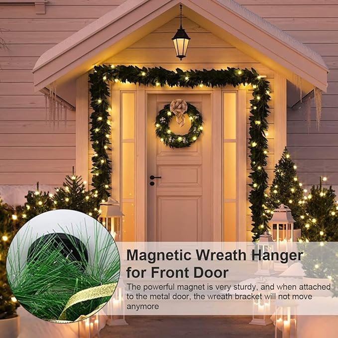Magnetic Wreath Hanger, Heavy Duty Magnets with Hook for Refrigerator, Christmas Decoration Magnetic Hooks for Metal Front Door, Cruise Hook Hanger for Hanging Cabins Grill Coat