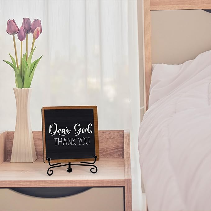 Modern Farmhouse Decor, Home Decor For Living Room, Boho Chic Aesthetic Shelf Decorations, Christian Dear God Sign, Farm House Entryway Tv Stand Fireplace Coffee Table Decoration (02)