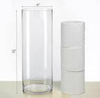 CYS EXCEL Cylinder Clear Glass Vase (H-16" D-6") | Multiple Size Choices Glass Flower Vase Centerpieces | Hurricane Floating Candle Holder Vase
