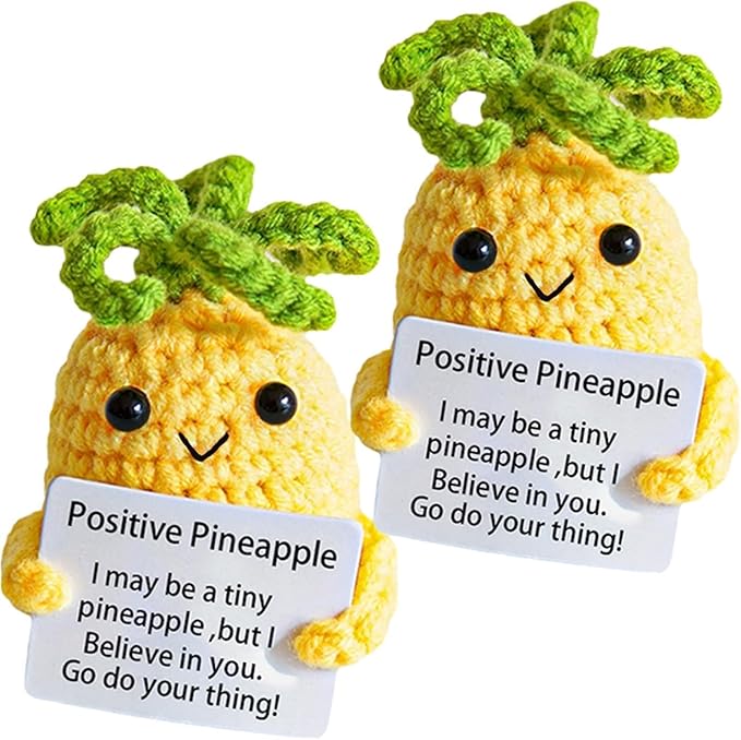 2Pcs Funny Gifts, Emotional Positive Support Potato Pineapple, Handmade Crochet Lemon Knitted Doll Gifts for Women, Boys, Girls.