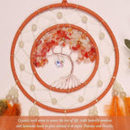 Pretty Jolly Orange Tree of Life Dream Catcher Wall Decor with Luminous Beads Handmade Crystal Stones Dreamcatchers Wall Hanging with Small Butterfly Pendant for Bedroom Wedding Party Wish Gift
