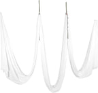 Kojem Aerial Silk Fabric Yoga Swing Kit For Fitness Yoga Inversions Flexibility Core Strength Dance White Nylon Fabric 6.6/13.1 Yards