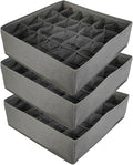 3 Pack Sock and Underwear Drawer Organizer 24 Cell Sock Holders For Closet Organization and Storage Dividers,Foldable(Grey)