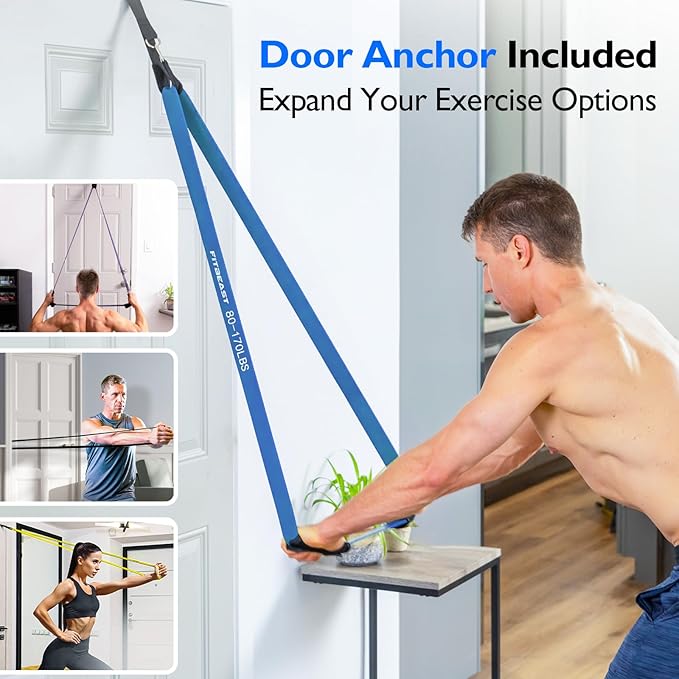 FitBeast Resistance Bands Set, Pull Up Assist Bands for Strength Training, Powerlifting, Muscle Toning, Yoga, Mobility Exercises, Rehabilitation, Full-Body Workout