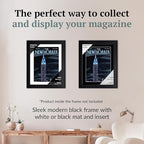 Creative Picture Frames 8 x 11.5 Magazine Frame with Full-Strength Glass, Holds Up To A 1/8" Thick Media with Installed Hangers for Easy Mounting, 11x14 Black Frame with White Mat