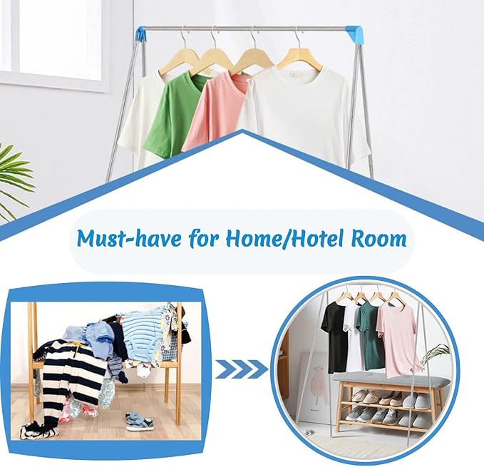Lmaray Portable Garment Rack, Compact Folding Clothes Drying Rack, Mini Clothing Rack for Travel, Camping, RV, Dance Costume, Laundry Indoor, Outdoor (Upgraded Easy Pulling)