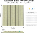Large Cork Board Alternative 48” X 36” Felt Bulletin Board Tiles, with 30 Pushpins, 60 Adhesive Tabs,12-Pack Slat Wall Paneling, Cork Boards for Office Push Pin Board Felt Board - Sage