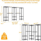 H11 Large Clothing Rack for Hanging Clothes Heavy Duty Garment Rack, Freestanding Wardrobe Closet Organizer and Storage with Expandable Hanger Rods, Extendable from 7.8 to 10.8 ft, Black