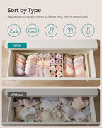 SONGMICS Drawer Organizers, Dresser Divider Organizers, Set of 12, Foldable Fabric Storage Boxes for Socks, Underwear, Bras, Ties, Scarves, Summer Sand URDZ006Y02