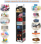 2 Pack Large-Sized Hanging Shoe Organizer 8-Shelf, Hanging Closet Organizer with 8 Side Pockets, Wider Hanging Shelves for Storage Shoes Clothes 9" W × 11.8" D× 48" H, Black.