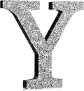 Qunclay 8'' Silver Crystal Diamond Bling Letters Crushed Diamond Decoration Wooden Glitter Letter with Screw and Hooks Rhinestone Gift for Wedding Y2k Mcbling Bedroom Wall Decor (Letter Y)