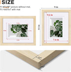Egofine 8x10 Picture Frames Set of 4, Made of Solid Wood Covered by Plexiglass 4x6 and 5x7 with Mat or 8x10 without Mat, for Table Top Display and Wall Mounting Photo Frame Oak Wood