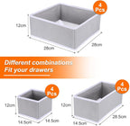 uxcell 1 Set Foldable Cloth Storage Box, 12 Slots Fabric Socks Underwear Drawer Dividers Organizers Baskets Bins for Clothes Socks Scarves Ties, Light Gray