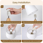 Small Tripod Table Lamp, Modern Nightstand Lamp with Fabric Shade, Boho Bedside Wood Desk Light for Bedroom, Kids Room, Living Room, Office, Study, White, W51TL05