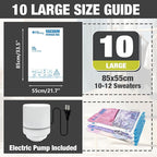 HIBAG Vacuum Storage Bags with Electric Pump, Vacuum Seal Bags for Clothing, Pillows, Blanket Bedding Comforters, 10 pack Large
