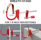 Cemetery Wreath Holder,2-Pack Headstone Wreath Hanger,Sturdy Steel with Locking Buckle,Easily Holds 20 lbs,Grave Marker Decor for Mother's Day,Memorial Day,for 3-8 inch Tombstones,Red,Never Blown Away